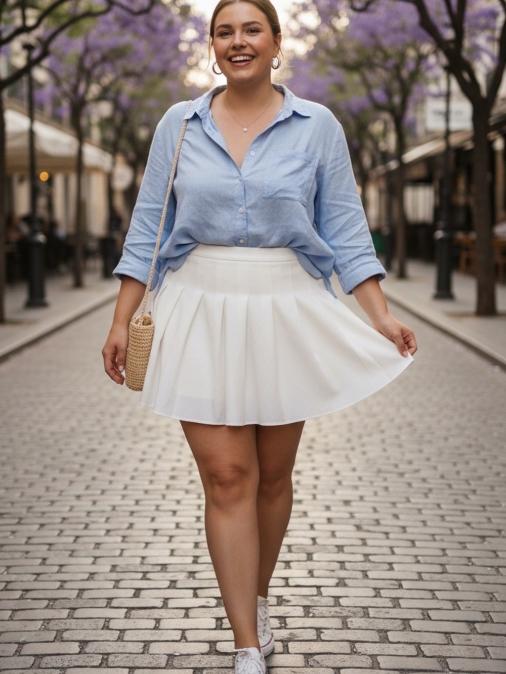 SHEIN CURVES White Pleated High Rise Short Skirt 1XL - Picture 1 of 9